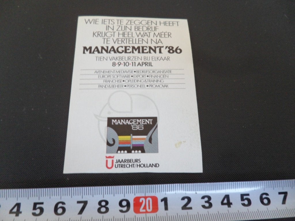 sticker Utrecht Jaarbeurs MANAGEMENT '86, Verzamelen, Ophalen, Zo goed als nieuw