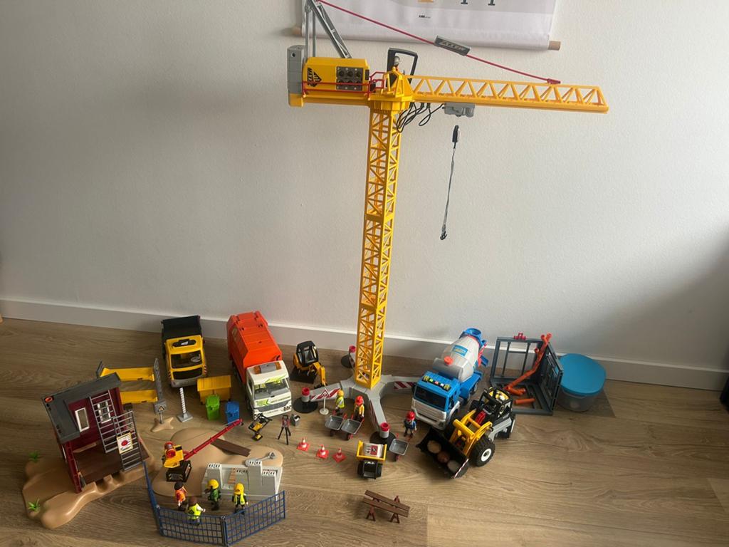 Grote Playmobil bouwplaats set met kraan en voertuigen, Ophalen, Zo goed als nieuw, Overige merken