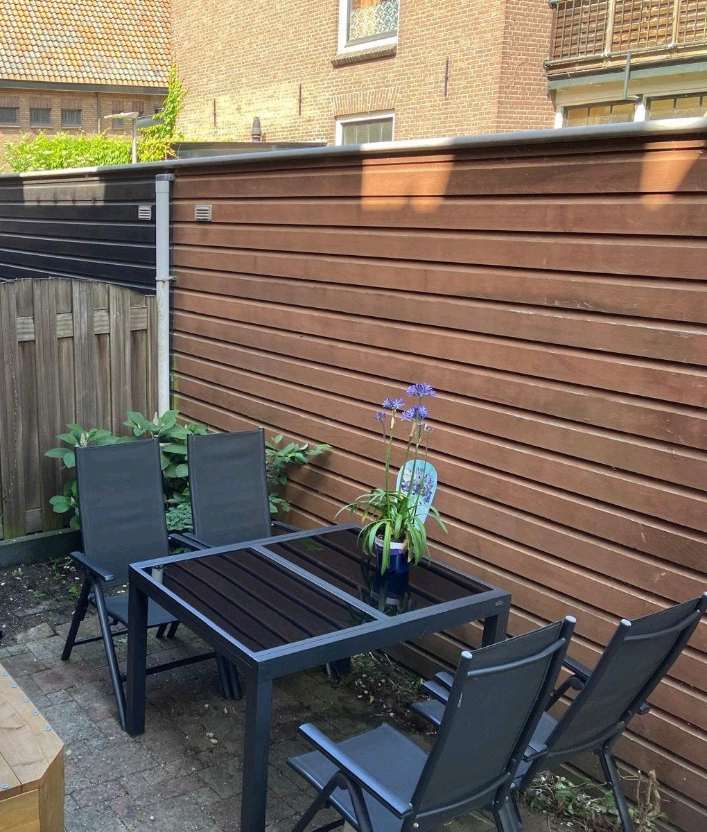 Tuintafel uitschuifbaar met 4 stoelen, Ophalen, 4 zitplaatsen, Gebruikt, Aluminium