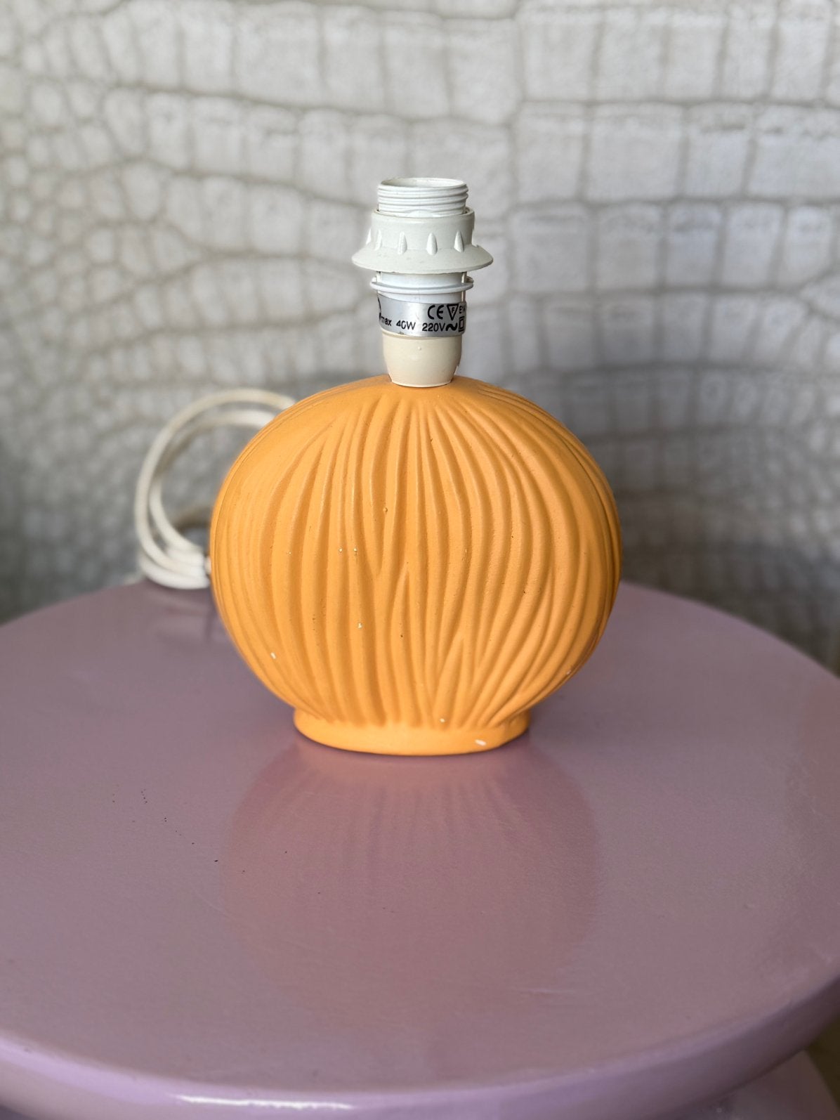 Vintage oranje lampenvoetje, Huis en Inrichting, Lampen | Tafellampen, Overige materialen, Gebruikt, Vintage, Ophalen of Verzenden