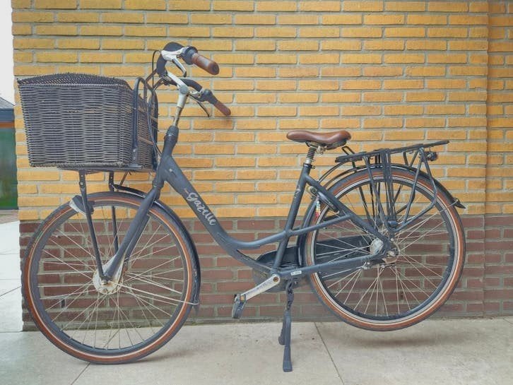 Gazelle Bloom fiets met Yepp zitjes en Basil fietstassen, Fietsen en Brommers, Ophalen, Gebruikt, Gazelle
