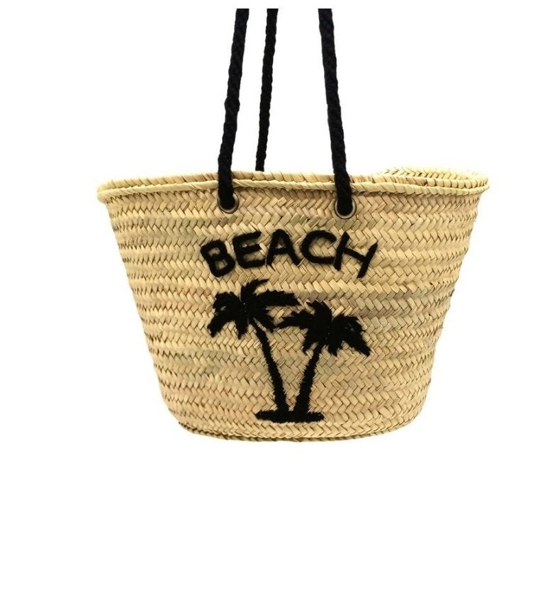 Strandtas Palmbladtas Palmbomen Riet 45x28x18 cm, Verzenden, Nieuw, Beige, Overige typen