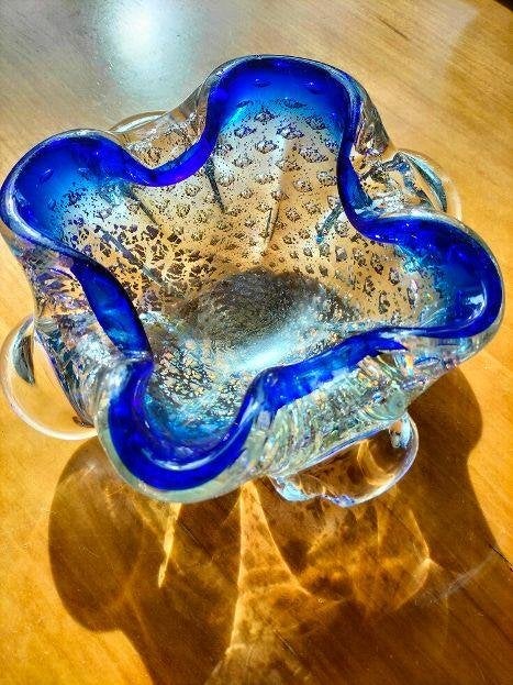 murano supermooie schaal met zilver en goud spetters erin, Ophalen