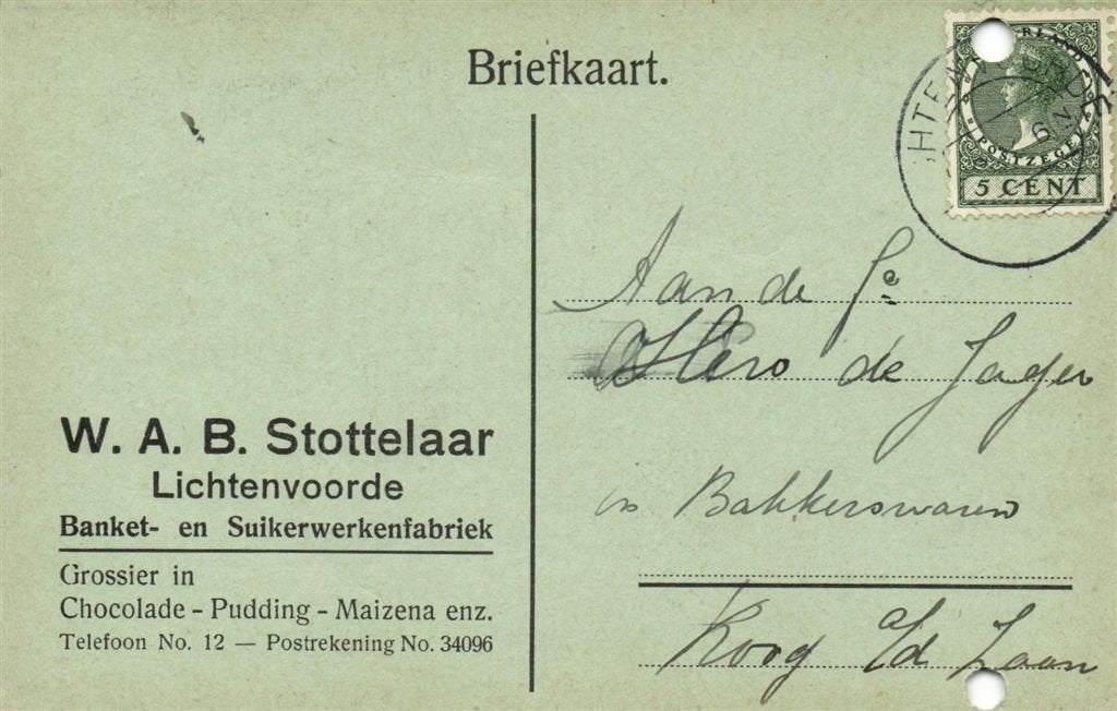 W.A.B. Stottelaar, Lichtenvoorde - briefkaart, Ophalen of Verzenden, Briefkaart