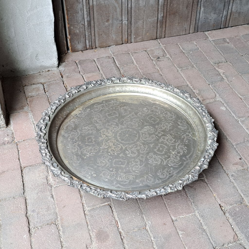 Sierlijk metalen tafelblad dienblad plateau oosters *Etage3*, Gebruikt, ., Ophalen of Verzenden, .