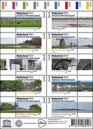 Nederland NVPH nr 3209/18 postfris Werelderfgoed 2014, Postzegels en Munten, Postzegels | Nederland, Ophalen of Verzenden, Na 1940