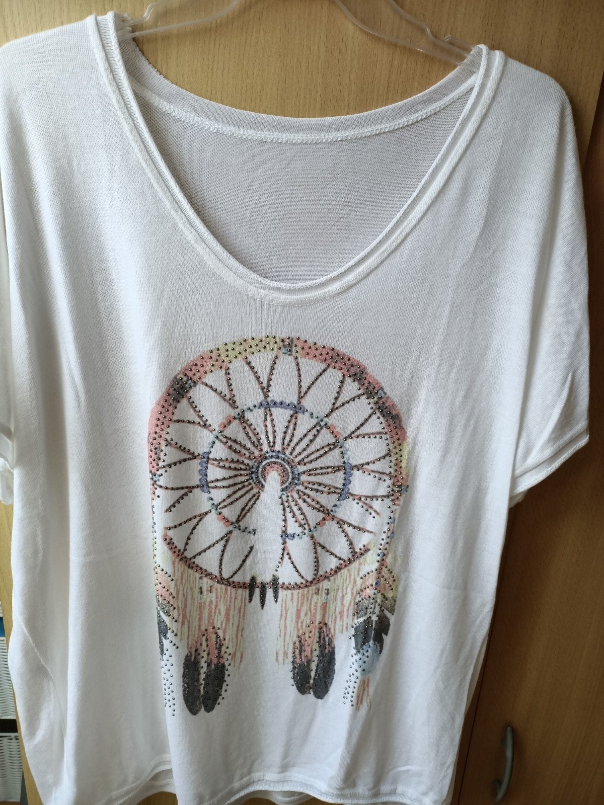 Wit T-shirt met dromenvanger print, Maat 38/40 (M), Wit, Ophalen of Verzenden, Onbekend