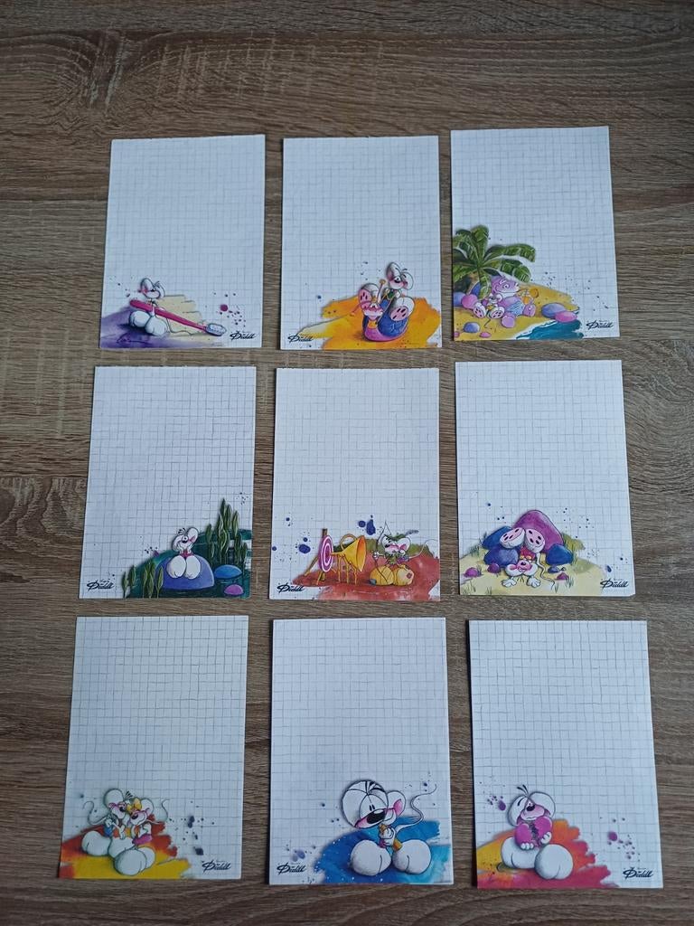 9x A6 witte diddlblaadjes(eerste serie ooit), Ophalen of Verzenden, Papier, Kaart of Schrift