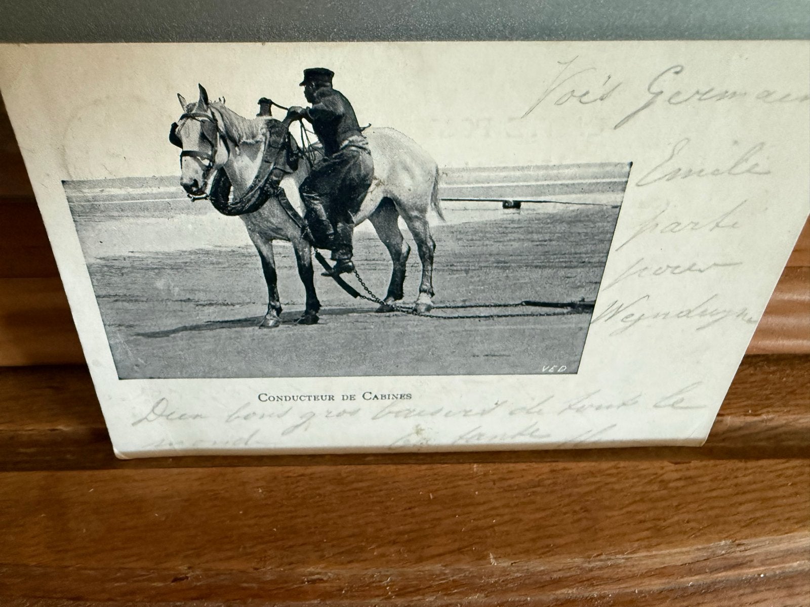 Oude Ansichtkaart: Strandcabine Trekker op Paard, Ophalen of Verzenden, Voor 1920, Gelopen, Ambachten of Beroep