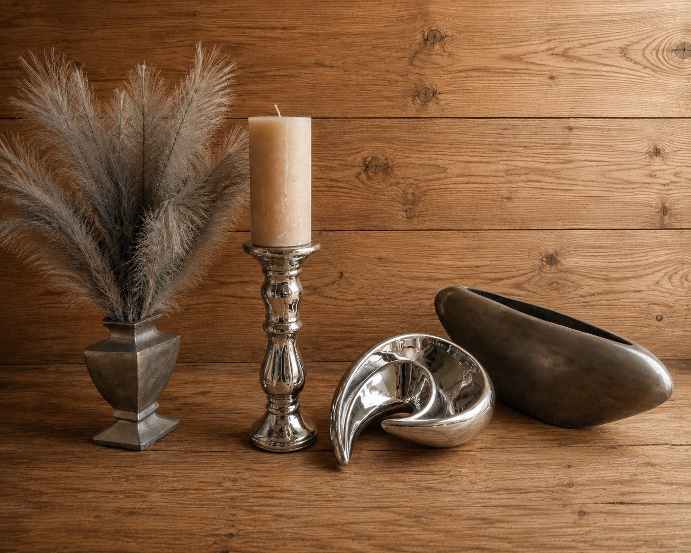 Decoratie Set zilver Vazen Kandelaars Kaarsenhouder, Huis en Inrichting, Woonaccessoires | Vazen, Ophalen, Zilver