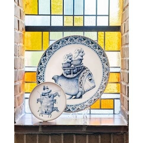 Heinen Delfts Blauw Wandbord Redmer Hoekstra Vis, Ophalen of Verzenden