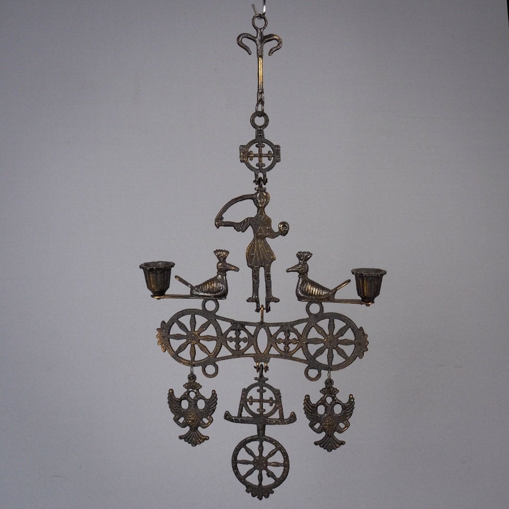 brons Byzantijns kruis - hangende kandelaar, Antiek en Kunst, Ophalen of Verzenden, Koper of Brons