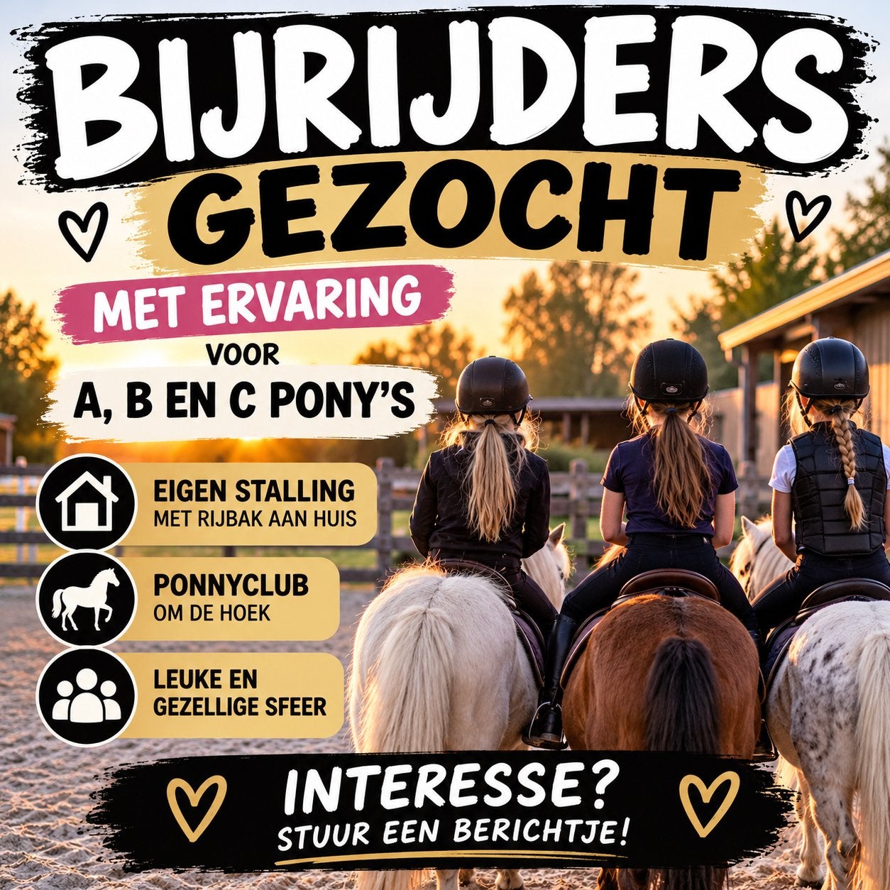 BIJRIJDERS GEZOCHT!, Ophalen of Verzenden