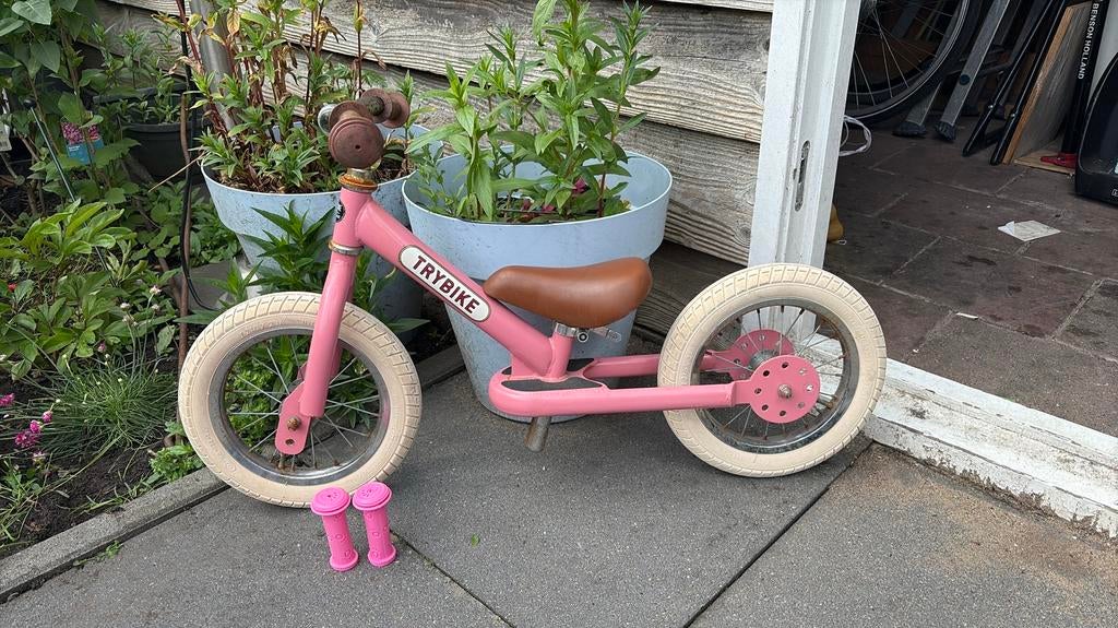 Trybike Steel loopfiets roze met trike kit, Ophalen of Verzenden, Gebruikt, Minder dan 16 inch