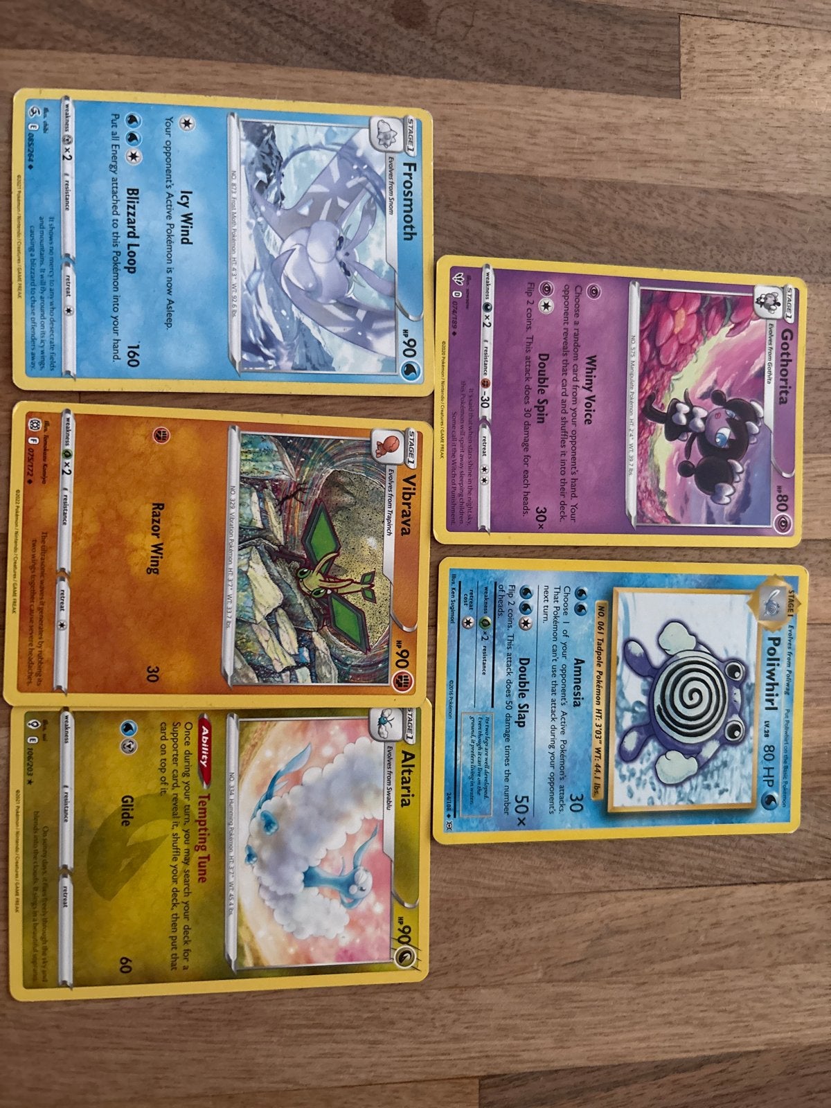 Pokémon kaarten set - Frosmoth, Gothorita, Vibrava, Altaria,, Ophalen of Verzenden, Gebruikt, Meerdere kaarten