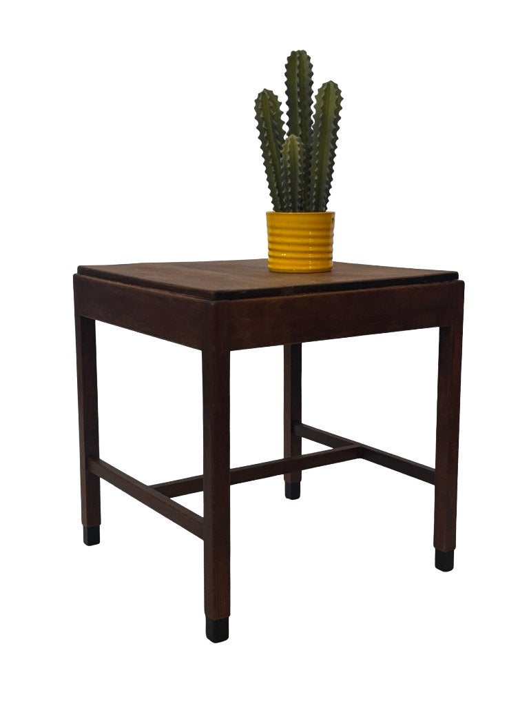 Art Deco Amsterdamse School Bijzettafel Tafeltje Minimalist, Minder dan 55 cm, Gebruikt, Rond, Art Deco tafeltje