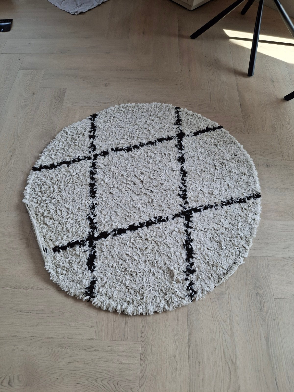 Rond vloerkleed Fraai Home & Living - Crème Zwart, Huis en Inrichting, Stoffering | Tapijten en Kleden, Ophalen, Gebruikt, 50 tot 100 cm