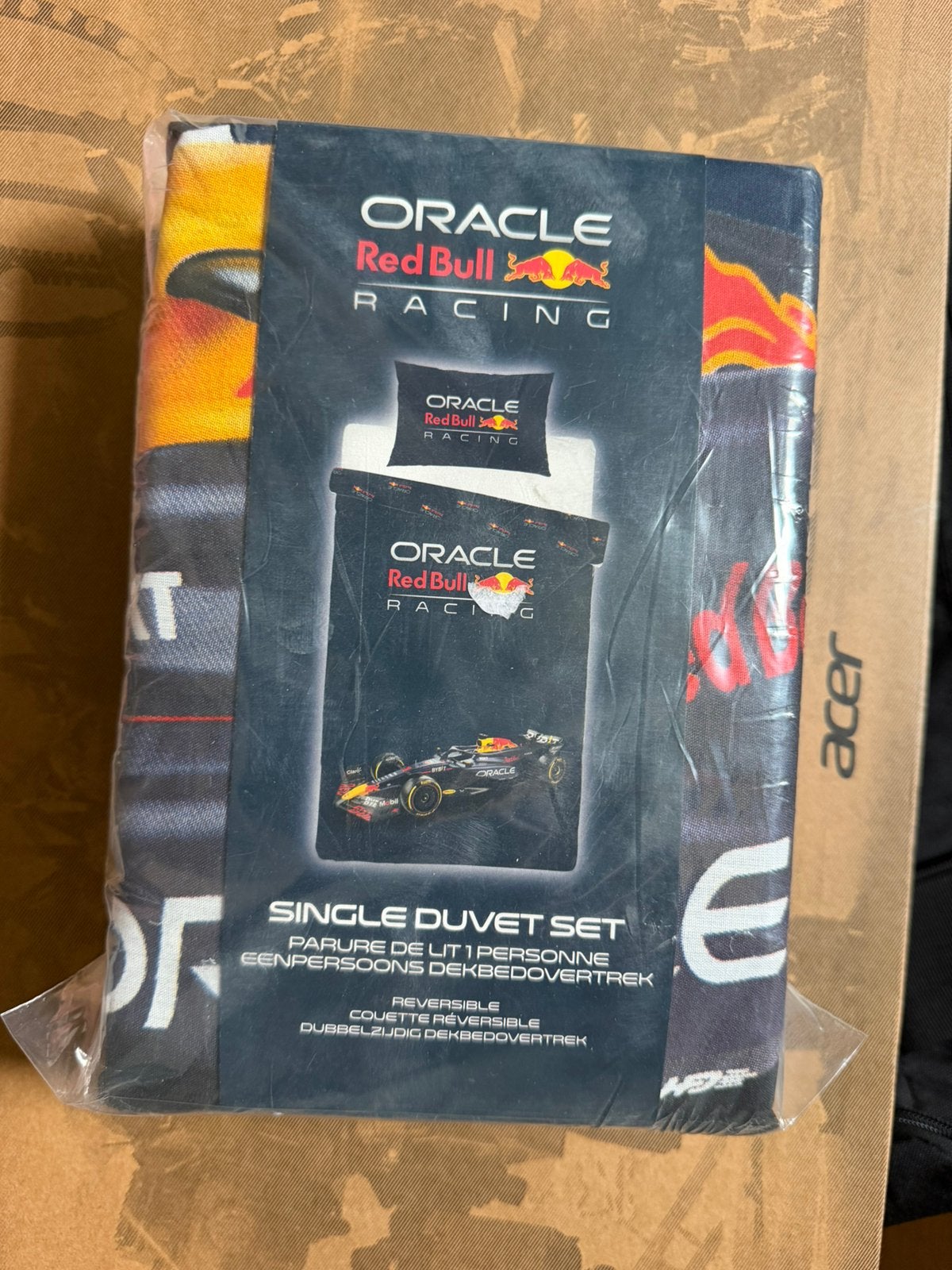 Nieuw in verpakking Red Bull Racing F1 overtrek, Huis en Inrichting, Ophalen, Eenpersoons, Blauw, Dekbedovertrek