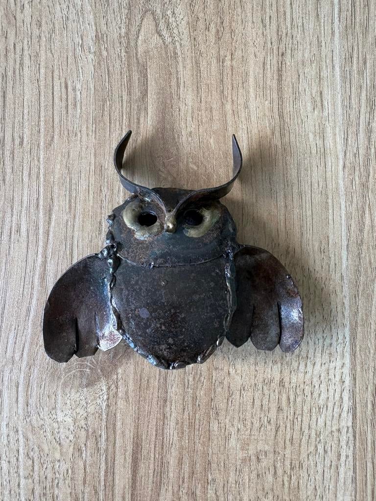 Mooie uil uit metaal; uit Mexico, Ophalen of Verzenden, Zo goed als nieuw, Vogel, Beeldje of Figuurtje