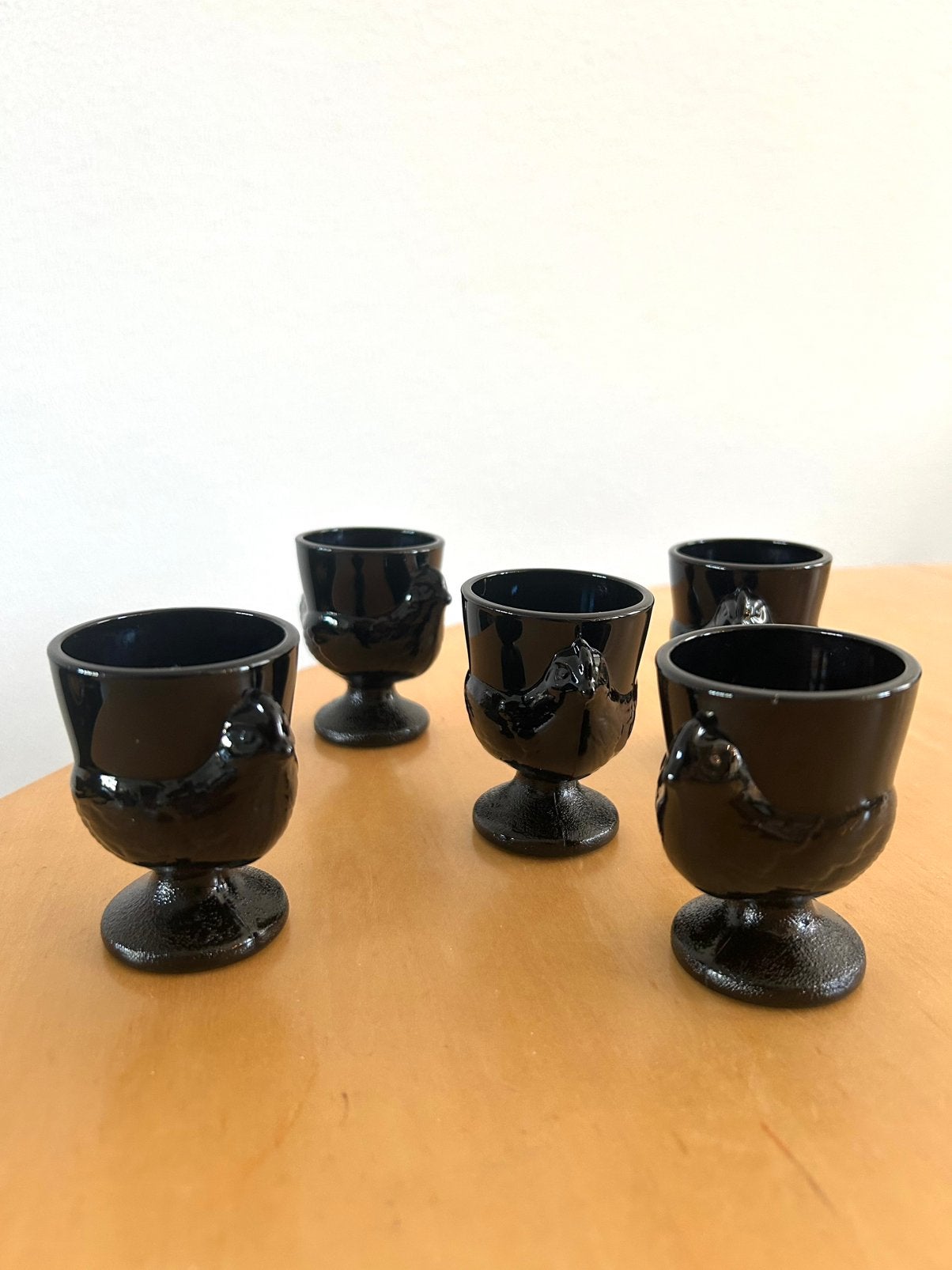 Luminarc eierdopjes zwarte kip, Ophalen of Verzenden, Zo goed als nieuw, Glas, Overige stijlen