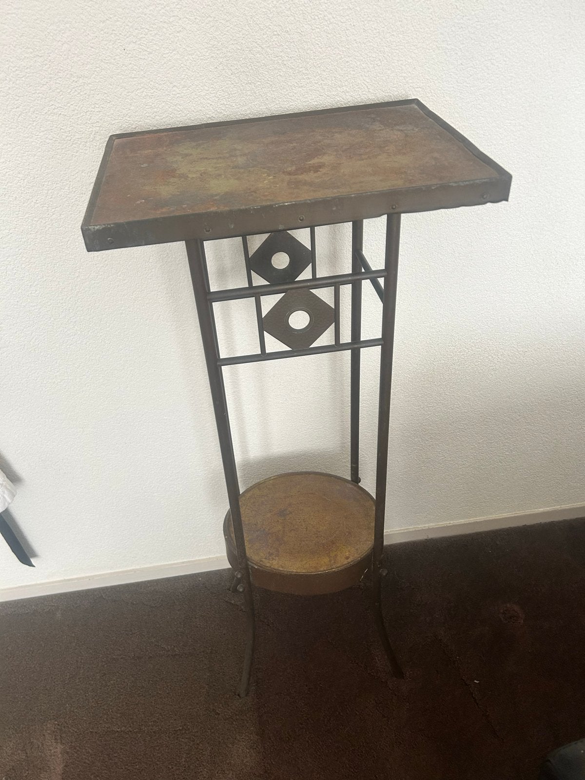 Vintage Plantentafel 110 cm hoog, plateau 30x40 cm, Ophalen of Verzenden