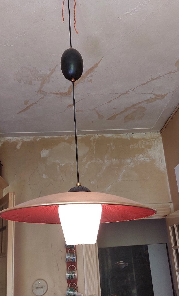 jaren 50 Dutch Design Hanglamp Louis Kalff, Huis en Inrichting, Ophalen, Glas