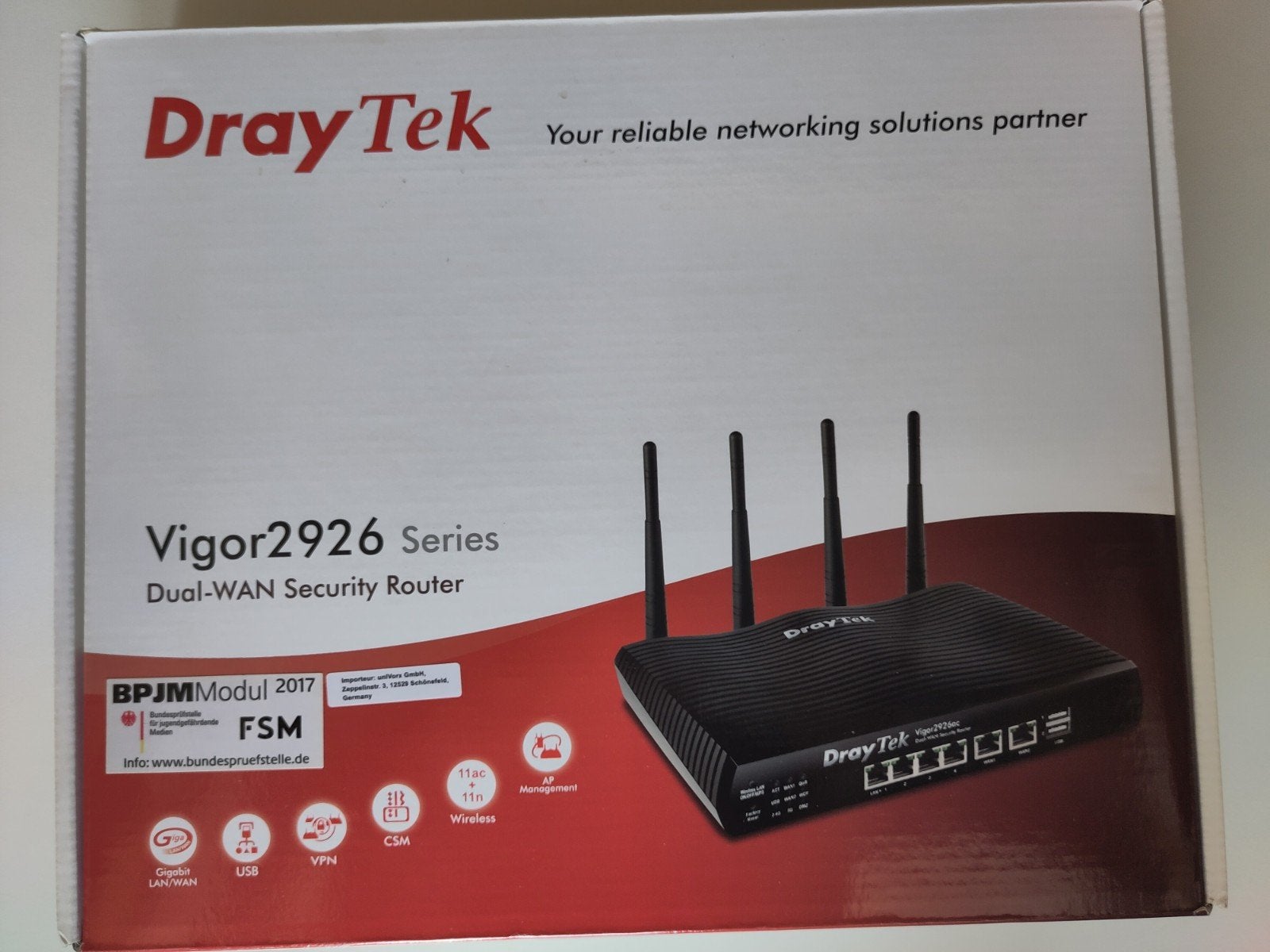 Draytek Vigor 2926 Dual-WAN Security Router - Nieuw Geseald, Ophalen of Verzenden, Nieuw, Router, Draytek