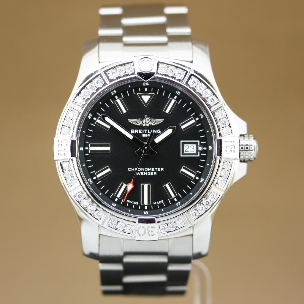Breitling Avenger Auto 43 Diamant | Full Set, Staal, Gebruikt, Staal, Breitling