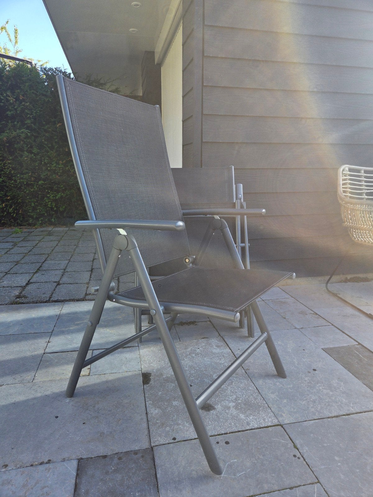 Verstelbare inklapbare tuinstoelen, Tuin en Terras, Tuinstoelen, Ophalen, Gebruikt, Textileen, Verstelbaar
