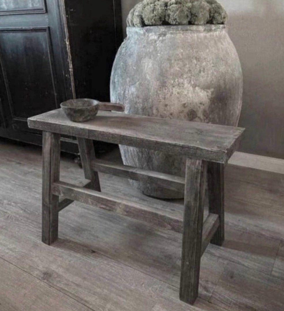 ~Stoer Sober Landelijk Houten Bankje/Bijzettafeltje~, Ophalen of Verzenden, Nieuw
