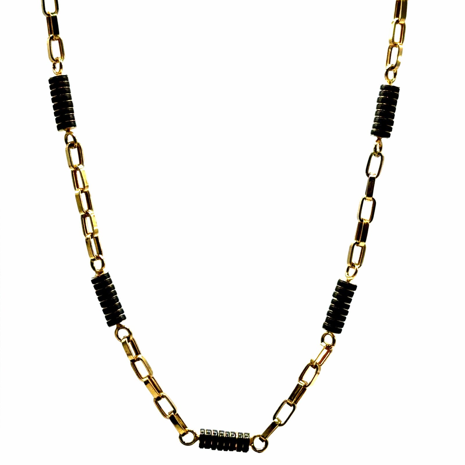 Gouden ketting 14K 60cm met zwarte accenten
