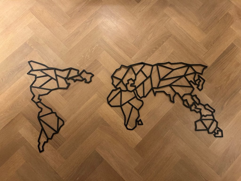 Wanddecoratie wereldkaart, Ophalen, Metaal, Zwart, Zo goed als nieuw
