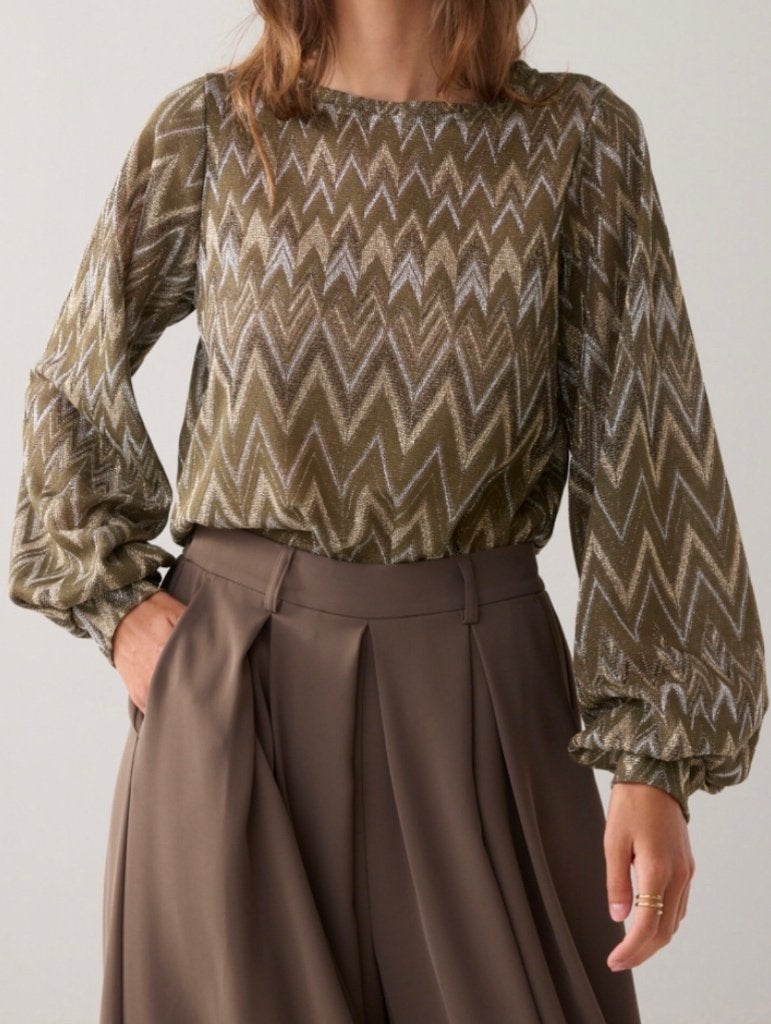 Zgan zigzag longsleeve van Summum mt M, Maat 38/40 (M), Summum Woman, Overige kleuren, Ophalen of Verzenden
