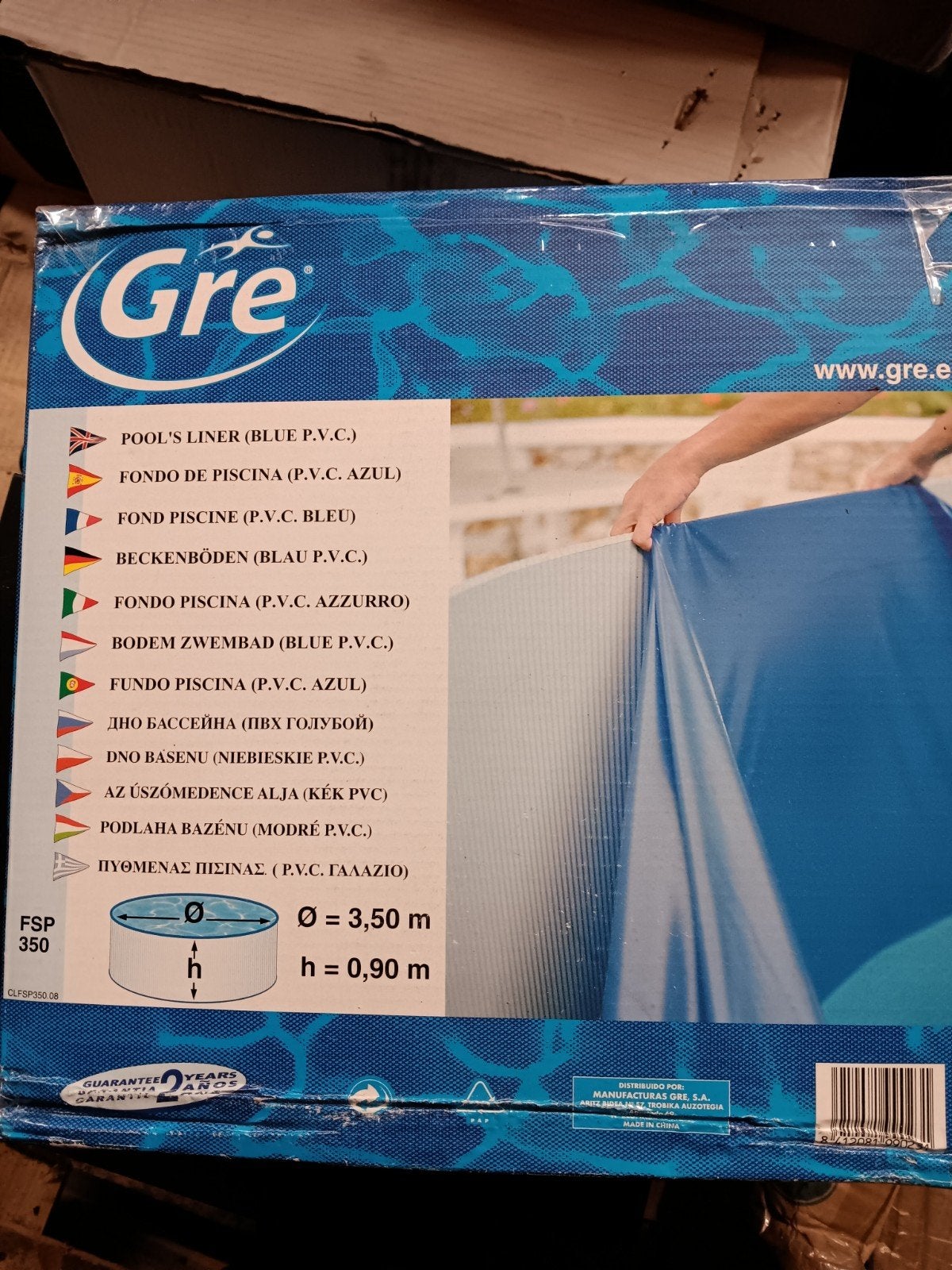 Gre Zwembadliner Blauw PVC Ø 3,50 m x 0,90 m, Ophalen, Nieuw