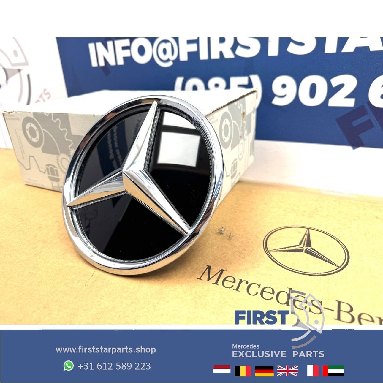 A2438100000 Mercedes STER LOGO VERLICHT GLANS CHROOM W176 W1, Gebruikt, -, Ophalen of Verzenden, -