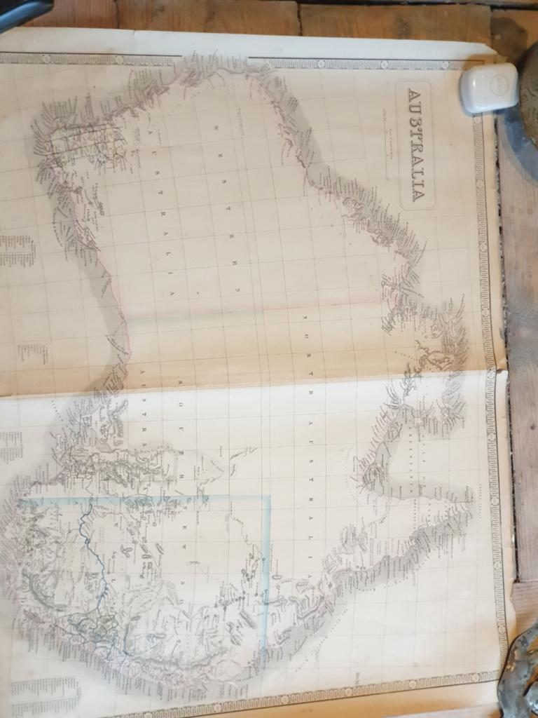 Grote antiek landkaart van Australië  1853, Ophalen of Verzenden, 1800 tot 2000, Nederland, Landkaart