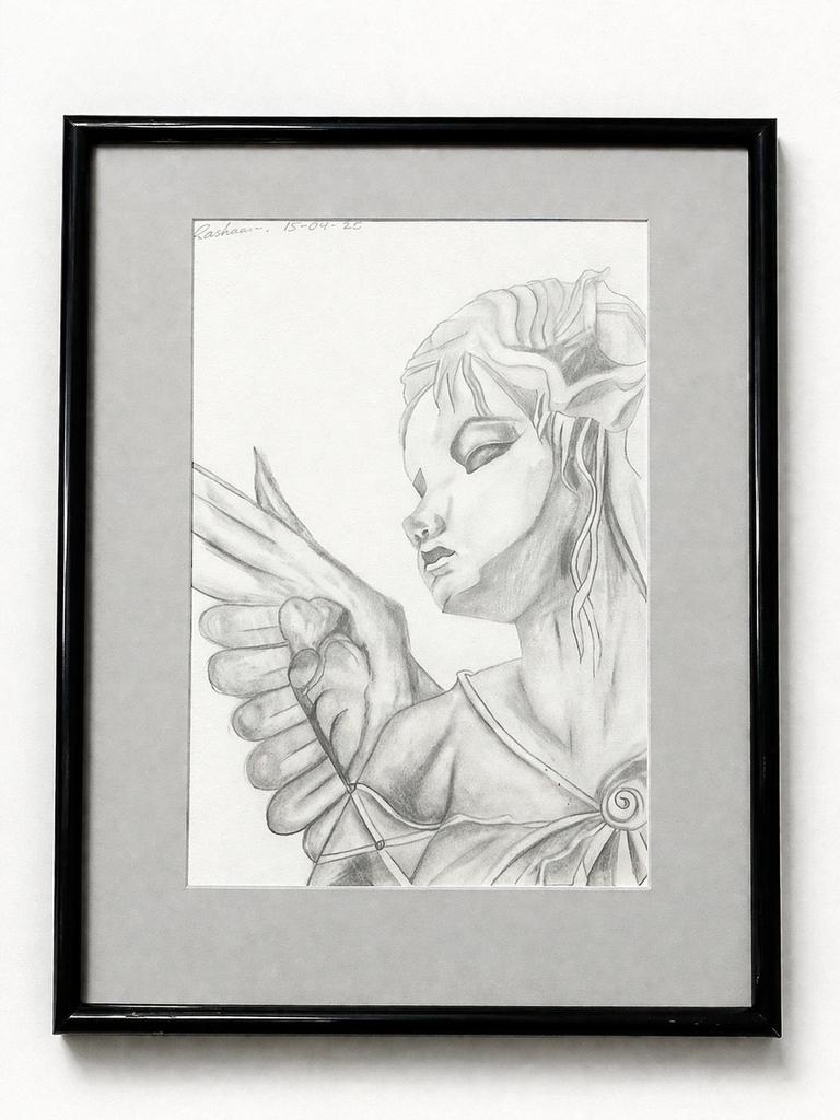 Tekening van een engel, Antiek en Kunst, Kunst | Tekeningen en Foto's, Verzenden