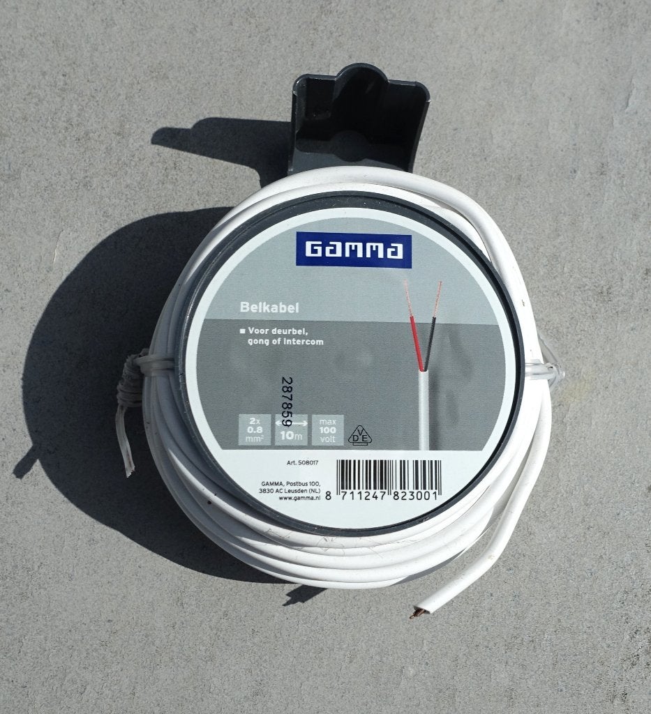 Belkabel 2x0.8mm² - 10m voor deurbel/intercom - nieuw, Doe-het-zelf en Verbouw, Ophalen of Verzenden, Nieuw, Gamma, Kabel of Snoer