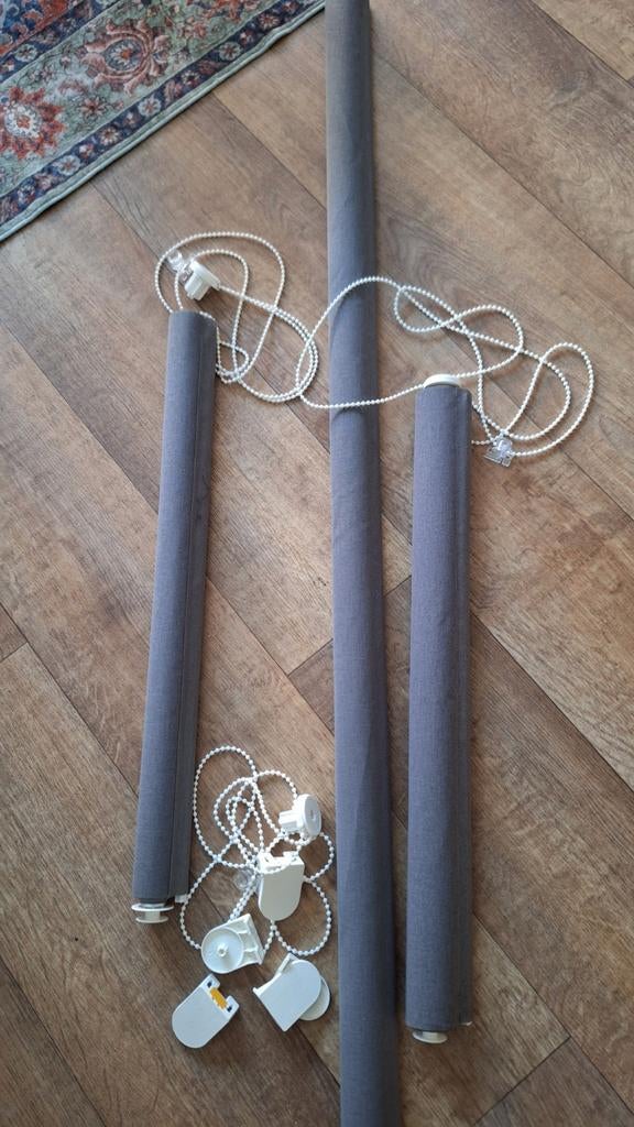 3 Rolgordijnen - 2x 64cm breed, 1x 140cm breed, 190cm lang, Ophalen, Gebruikt, Grijs