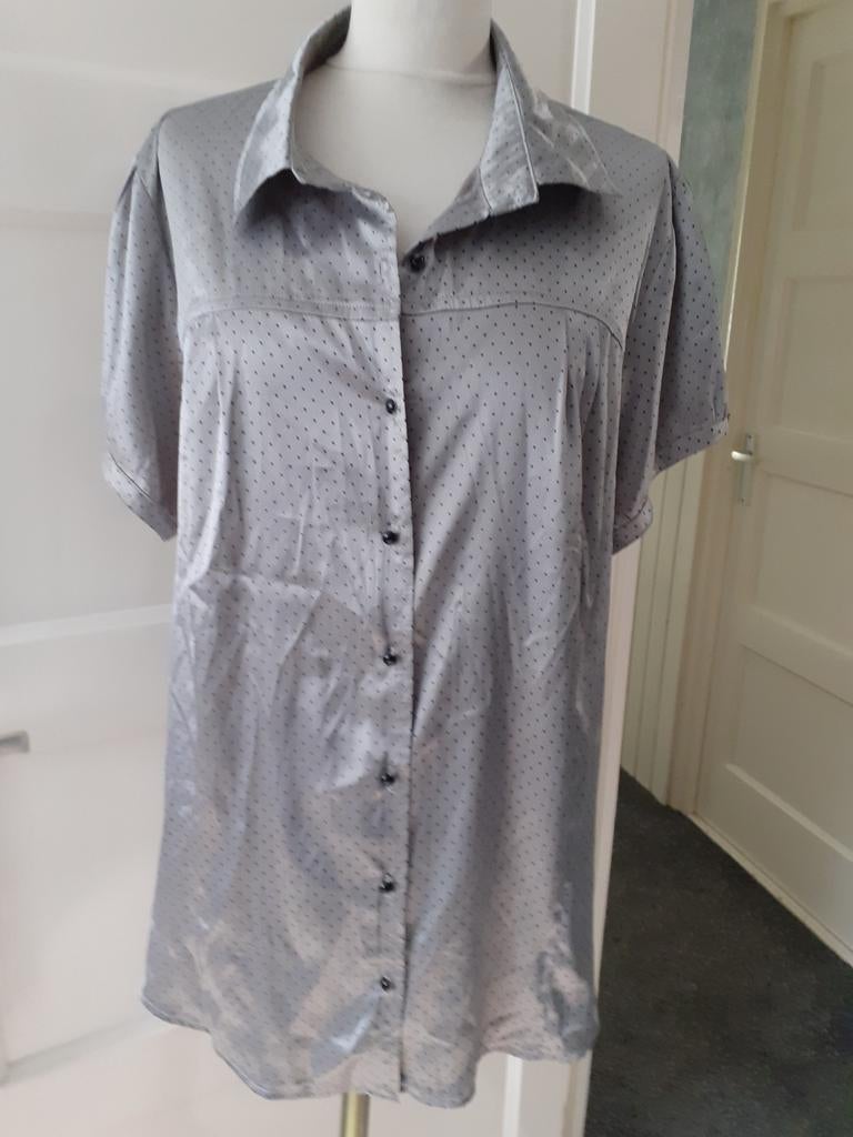 Zilverkleurige blouse mt 46, Kleding | Dames, Verzenden, Zo goed als nieuw, Maat 46/48 (XL) of groter, Overige kleuren