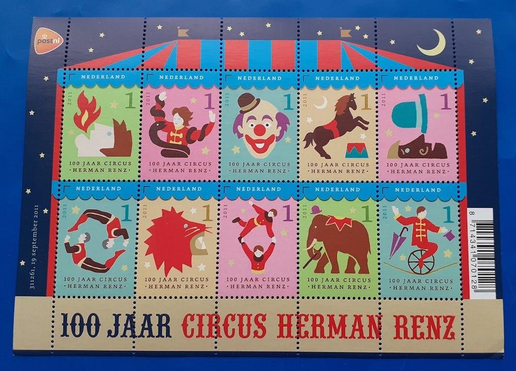 NVPH 2868-2877 100 jaar Circus Herman Renz - 2011, Postzegels en Munten, Postzegels | Nederland, Verzenden, Na 1940, Postfris