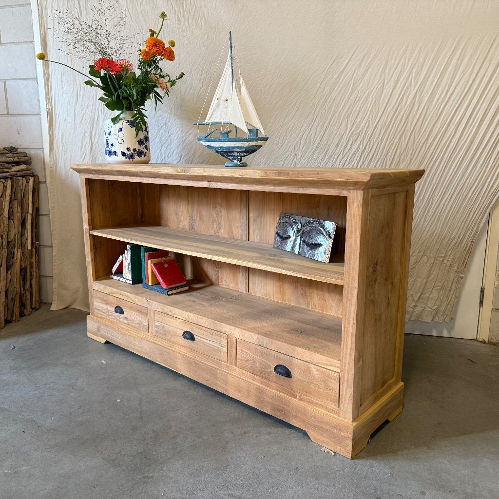 boekenkast teak met 3 lades en 2 planken - Gratis bezorgd, Huis en Inrichting, Kasten | Boekenkasten, Taag 63, 2491 CS, Den Haag (Forepark)