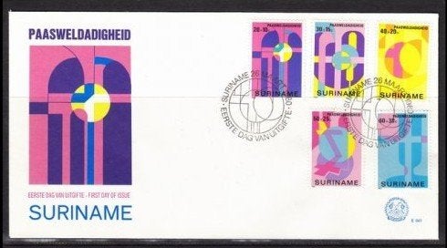 Suriname 1980 - FDC E41- Paasweldadigheid, Ophalen of Verzenden