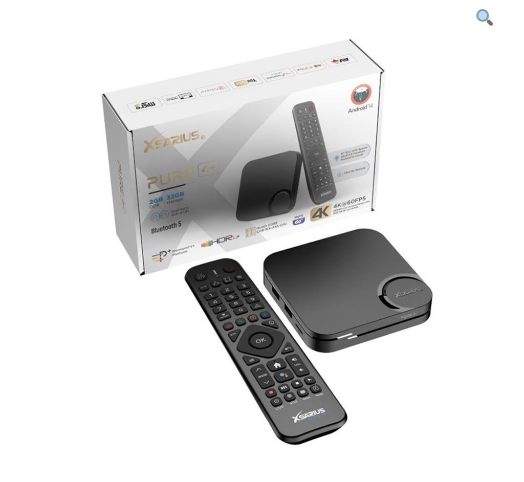 Xsarius Pure 4+ Plus 4K Android IPTV Box – BT remote, Xsarius, Minder dan 500 GB, Nieuw, Ophalen of Verzenden
