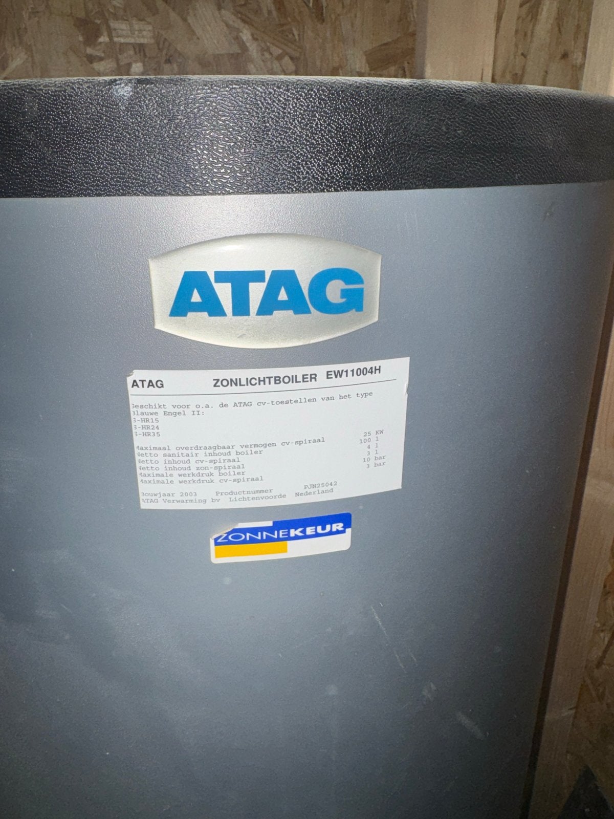 ATAG Zonneboiler EW11004H - 100 liter of meer, Doe-het-zelf en Verbouw, Gebruikt, Aardgas, 100 liter of meer, Onbekend