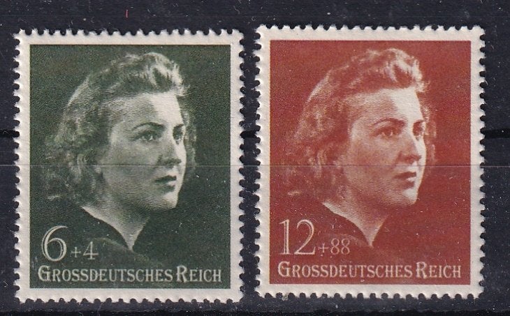 D66) 1945 2x niet uitg zegels Reich Eva Braun MNH geen gar, Verzenden, Duitse Keizerrijk, Postfris