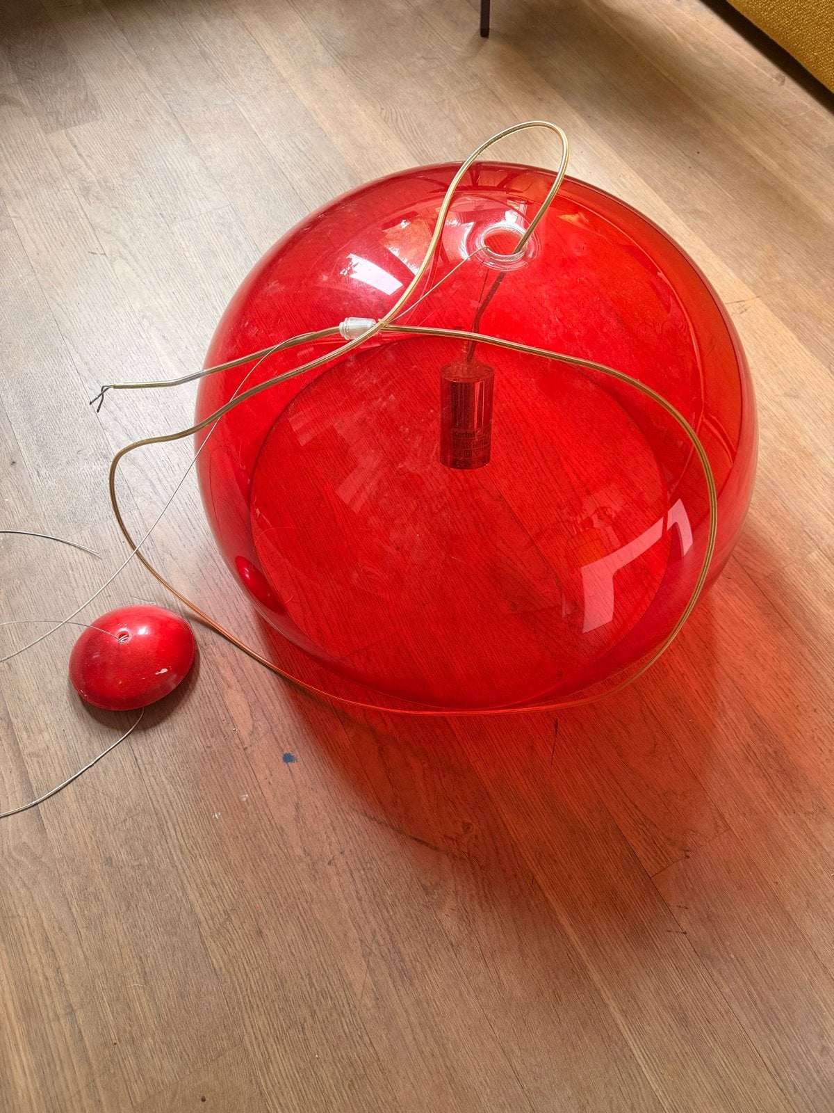 Kartell FL/Y Transparent Rode Hanglampen - 2 stuks, Ophalen, Gebruikt, Kunststof, E27 (groot)