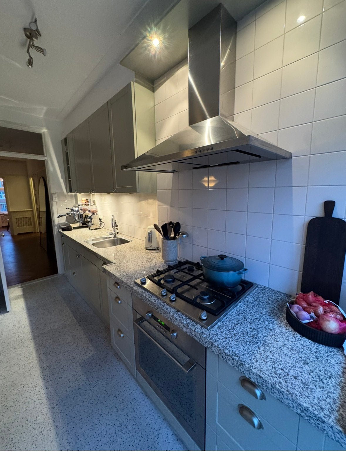 Complete keuken met granieten blad en inbouwapparatuur, Ophalen, Gebruikt, Overige kleuren, Graniet of Steen