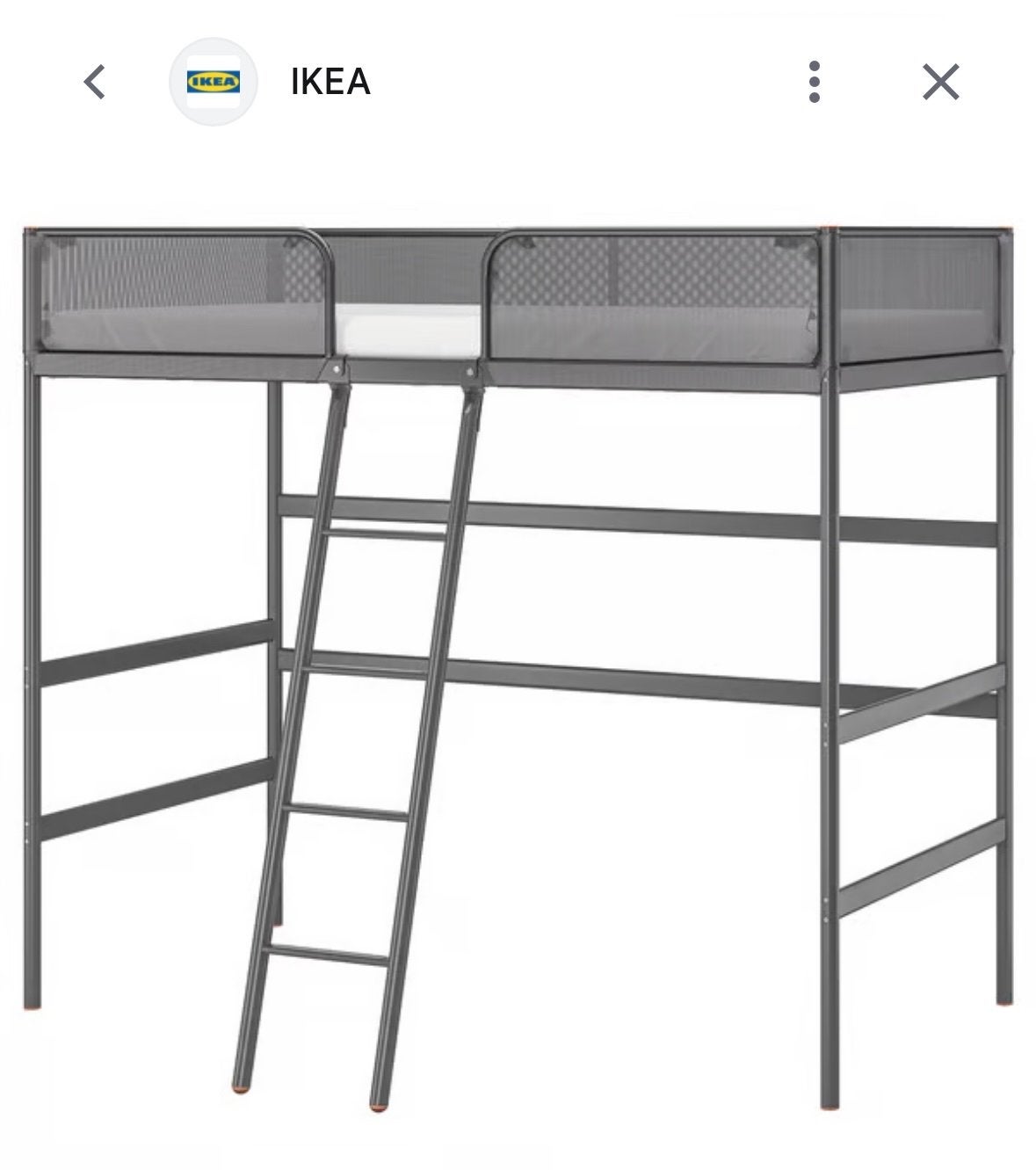 IKEA TUFFING Hoogslaper, donkergrijs, 90x200 cm, Eenpersoons, Ophalen of Verzenden, Zo goed als nieuw, 200 cm