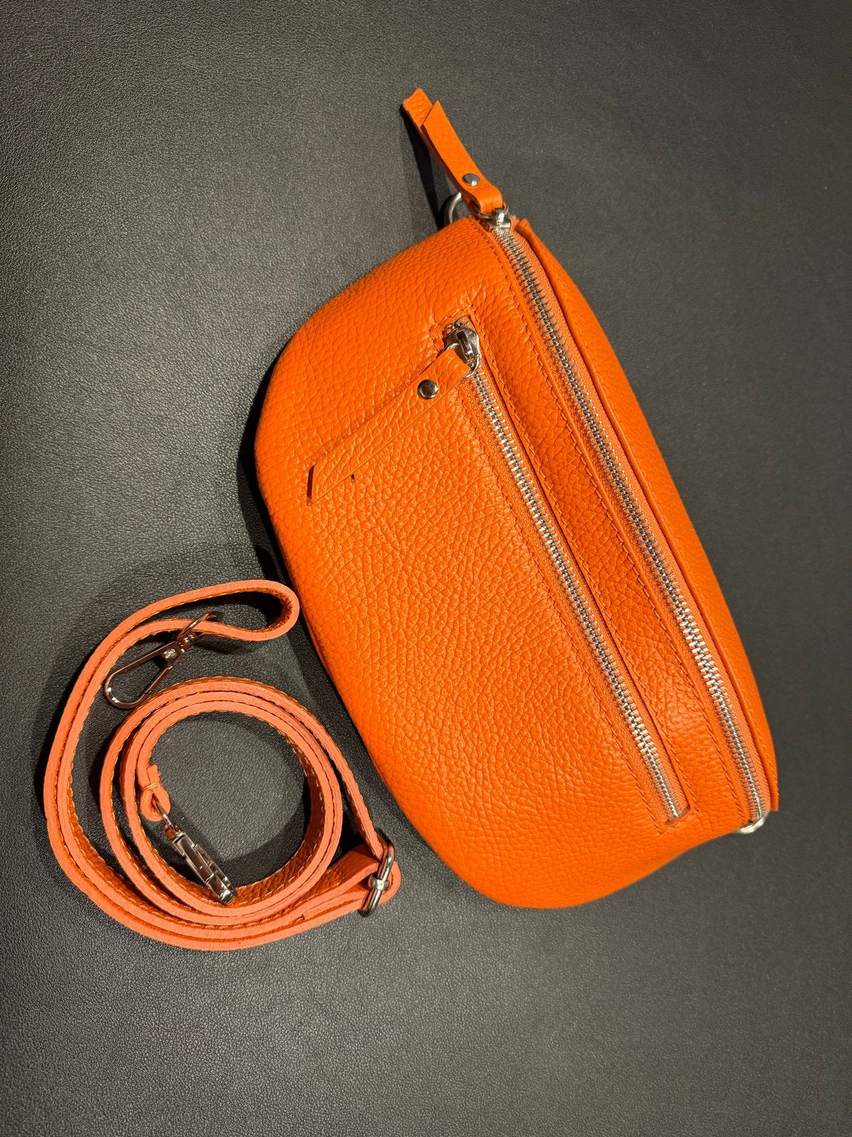 Oranje cross-over tasje - Echt leer, made in Italy, Ophalen, Nieuw, Oranje, Schoudertasje